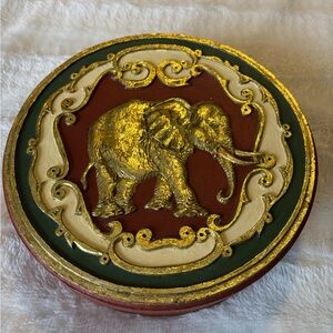 Vintage round elephant storage box